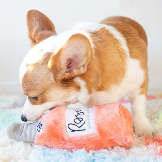 Rosé Sparkling Wine Plush Dog Toy - Happy Hour Crusherz